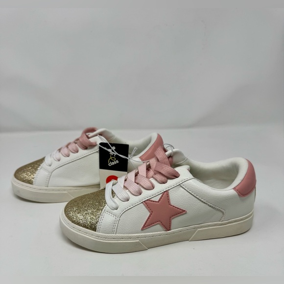 Kids' Art Class Kaitlyn Court Sneakers in white pink accents gold glitter toes - Picture 2 of 7